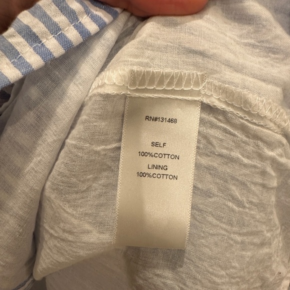 Avara Blue & White Stripe Sleeveless Cotton Button Front Shirt Dress Size Small - Picture 5 of 5